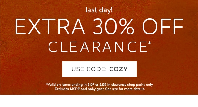 LAST DAY! EXTRA 30% OFF CLEARANCE - USE CODE: COZY