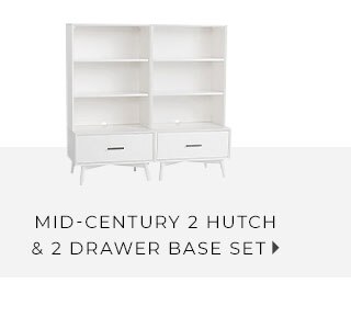 MID-CENTURY 2 HUTCH & 2 DRAWER BASE SET