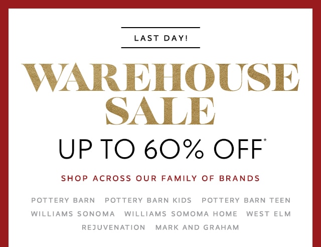 WAREHOUSE SALE - UP TO 60% OFF