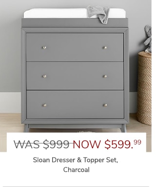 SLOAN DRESSER & TOPPER SET, CHARCOAL