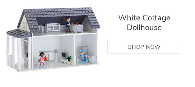 WHITE COTTAGE DOLLHOUSE