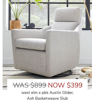 WEST ELM X PBK AUSTIN GLIDER ASH BASKETWEAVE SLUB