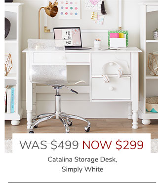 CATALINA STORAGE DESK, SIMPLY WHITE