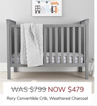 RORY CONVERTIBLE CRIB, WEATHERED CHARCOAL