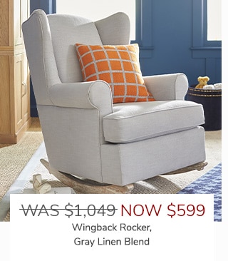 WINGBACK ROCKER, GRAY LINEN BLEND