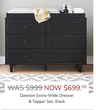 DAWSON EXTRA-WIDE DRESSER & TOPPER SET, BLACK