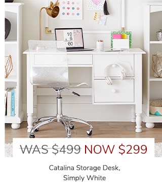 CATALINA STORAGE DESK, SIMPLY WHITE