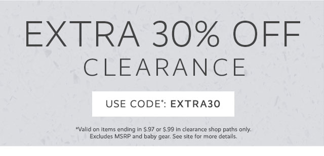 EXTRA 30% OFF CLEARANCE - USE CODE: EXTRA30