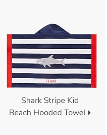 SHARK STRIPE KID BEACH HOODED TOWEL