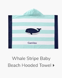 WHALE STRIPE BABY BEACH HOODED TOWEL