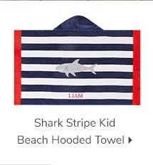 SHARK STRIPE KID BEACH HOODED TOWEL