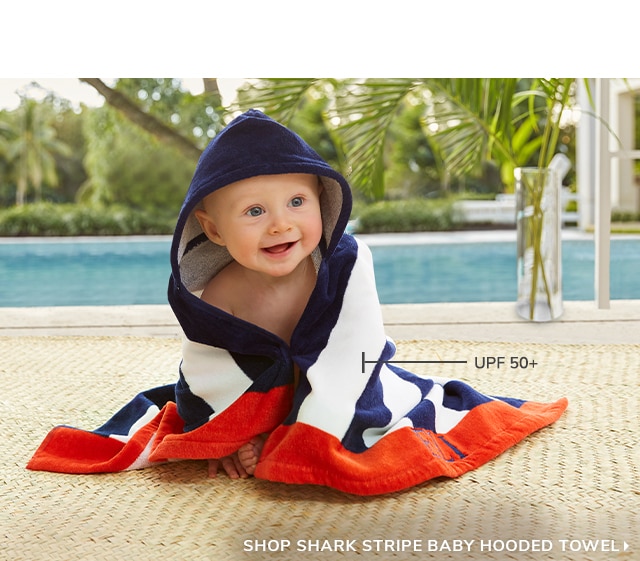 SHOP SHARK STRIPE BABY HOODED TOWEL