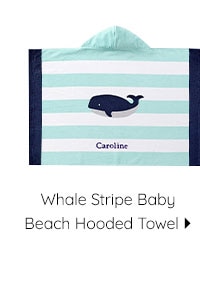 WHALE STRIPE BABY BEACH HOODED TOWEL