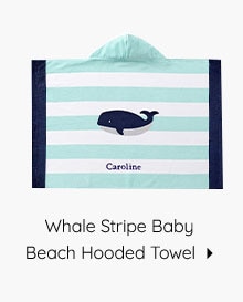 WHALE STRIPE BABY BEACH HOODED TOWEL