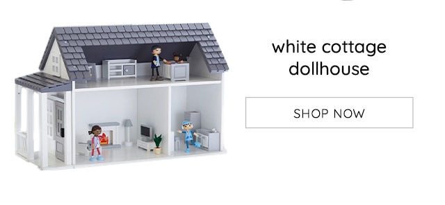 WHITE COTTAGE DOLLHOUSE