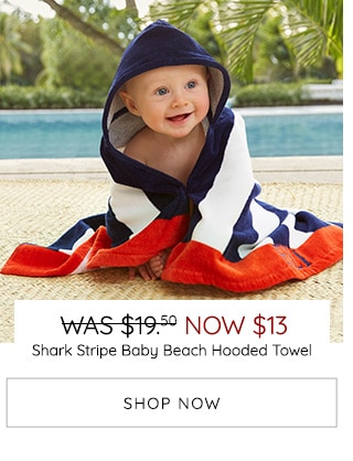 SHARK STRIPE BABY BEACH HOODED TOWEL - SHOP NOW