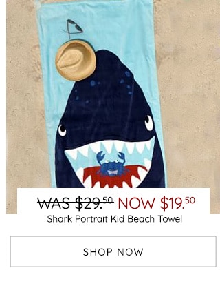 SHARK PORTRAIT KID BEACH TOWEL - SHOP NOW