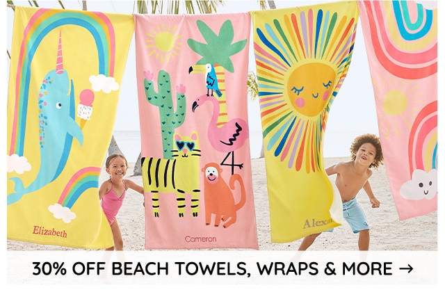 30% OFF BEACH TOWELS, WRAPS & MORE