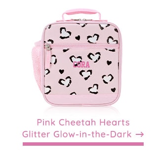 PINK CHEETAH HEARTS GLITTER GLOW-IN0THE-DARK