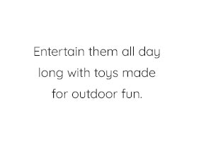 ENTERTAIN THEM ALL DAY LONGS WITH TOYS MADE FOR OUTFOOR FUN.