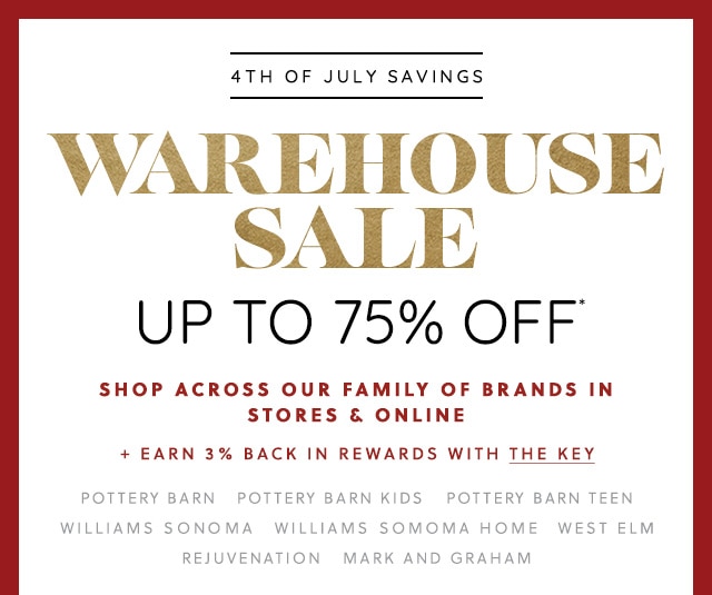 WAREHOUSE SALE - UP TO 75% OFF*