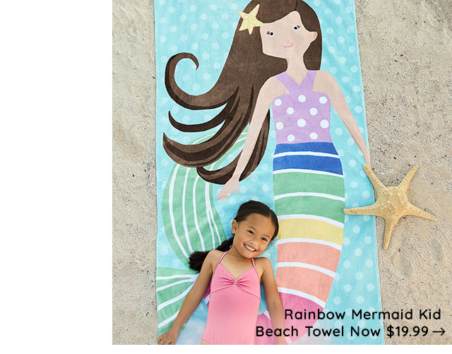 RAINBOW MERMAID KID BEACH TOWEL NOW $19.99