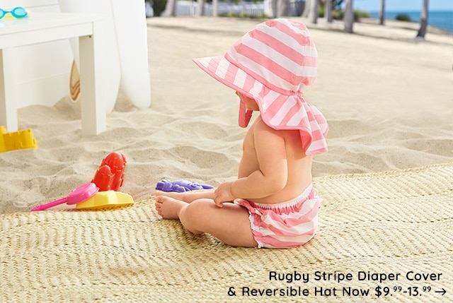 RUGBY STRIPE DIAPER COVER & REVERSIBLE HAT NOW $9.99 - $13.99