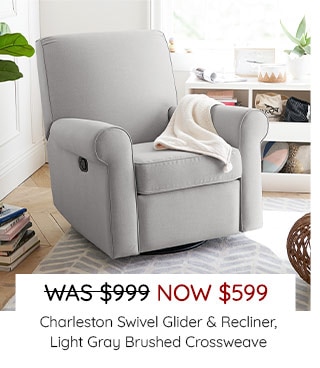 CHARLESTON SWIVEL GLIDER & RECLINER, LIGHT GRAY BRUSHED CROSSWEAVE