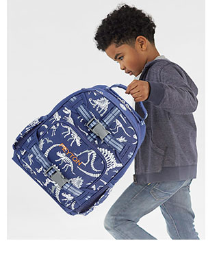 BLUE & GRAY DINO-BONES GLOW-IN-THE-DARK BACKPACK