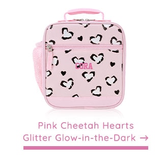 PINK CHEETAH HEARTS GLITTER GLOW-IN-THE-DARK