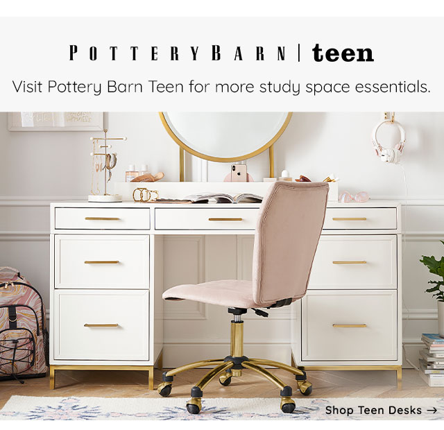 VISIT POTTERY BARN TEEN FOR MORE STUDY SPACE ESSENTIALS.