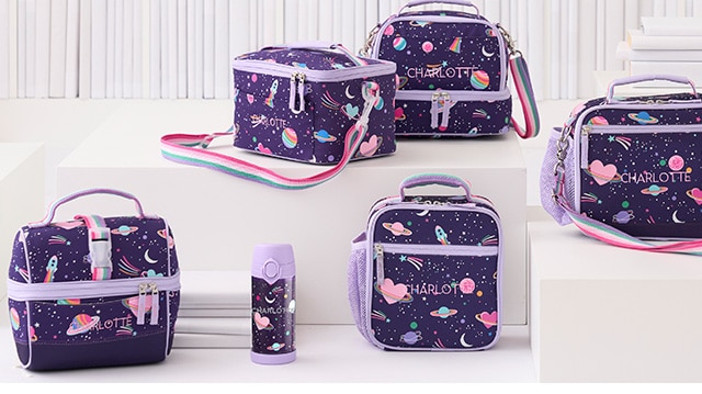 MACKENZIE RAINBOW HEART GALAXY GLOW-IN-THE-DARK LUNCH BOXES