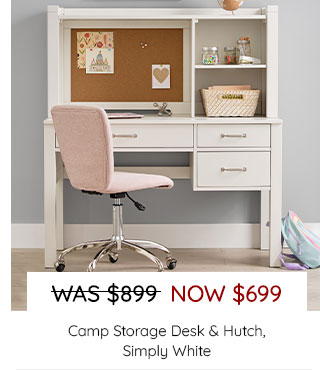 CAMP STORAGE DESK & HUTCH, SIMPLY WHITE