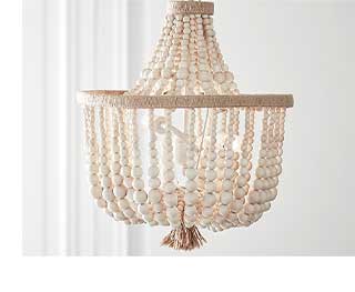 WOOD BEADED CHANDELIER