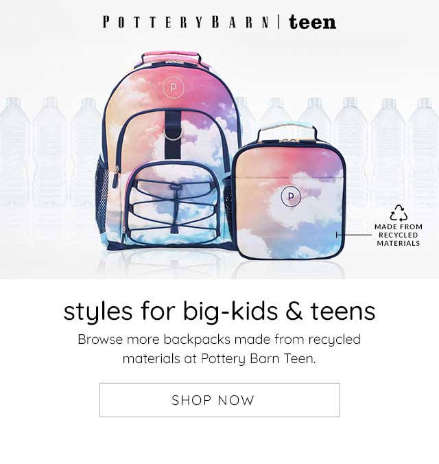 BROWSE MORE BACKPACKS MADE FROM RECYCLED MATERIALS AT POTTERY BARN TEEN.