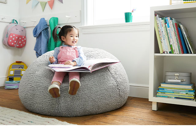 GRAY COZY SHERPA ANYWHERE BEANBAGS™