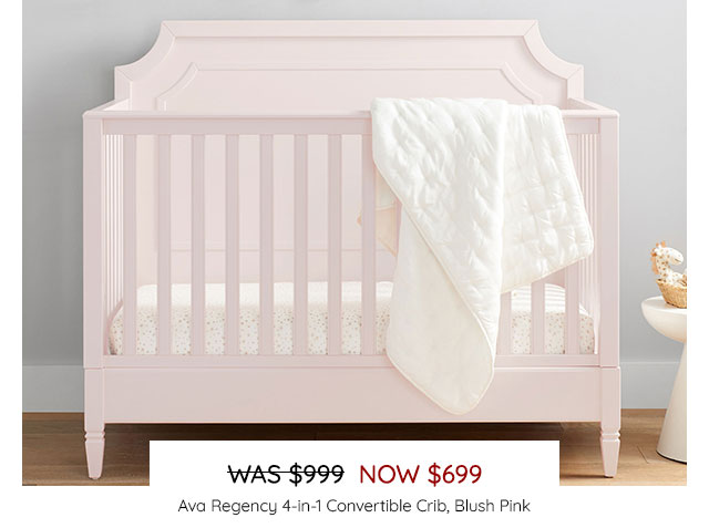 AVA REGENCY 4-IN-1 CONVERTIBLE CRIB, BLUSH PINK