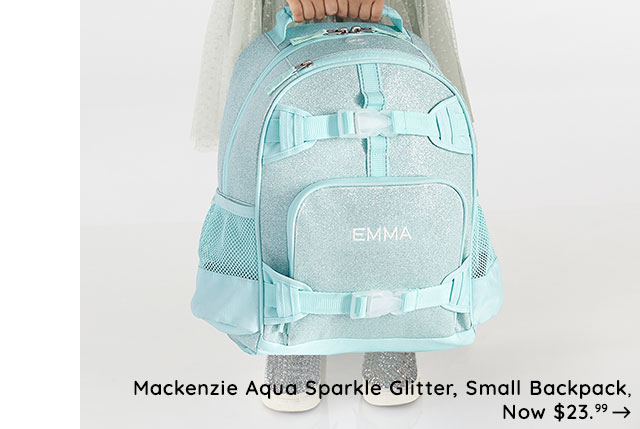 MACKENZIE AQUA SPARKLE GLITTER, SMALL BAKCPACK, NOW $23.99