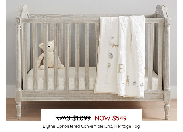 BLYTH UPHOLSTERED CONVERITBLE CRIB, HERITAGE FOG
