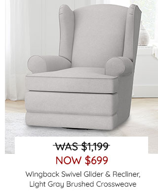 WINGBACK SWIVEL GLIDER & RECLINER, LIGHT GRAY BRUSHED CROSSWEAVE