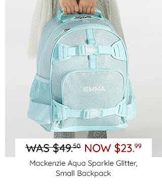 MACKENZIE AQUA SPARKLE GLITTER SMALL BACKPACK