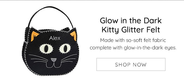 GLOW IN THE DARK KITTY GLITTER FELT