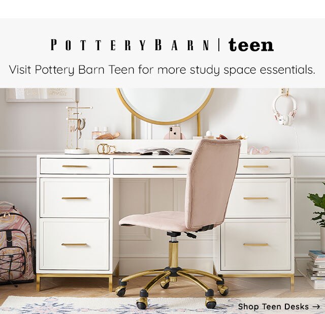 VISIT POTTERY BARN TEEN FOR MORE STUDY SPACE ESSENTIALS.