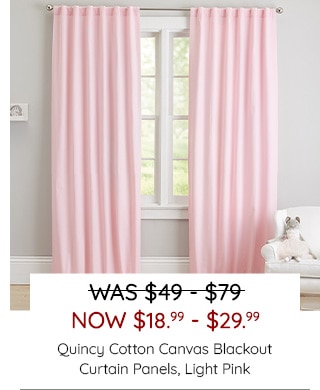 QUINCY COTTON CANVAS BLACKOUT CURTAIN PANELS, LIGHT PINK