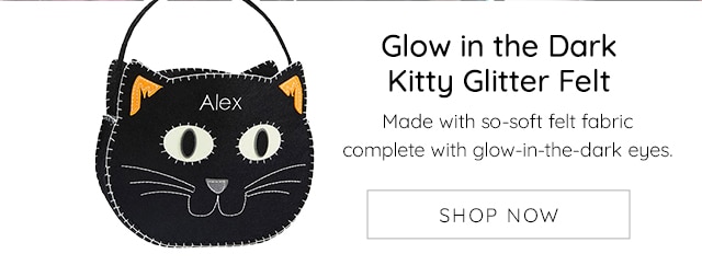 GLOW IN THE DARK KITTY GLITTER FELT