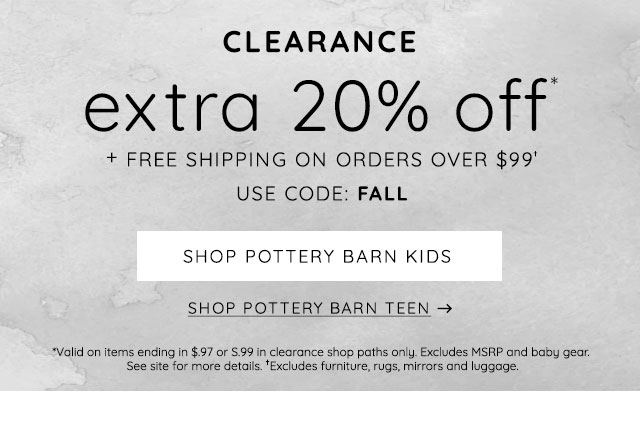 SHOP POTTERY BARN KIDS CLEARANCE - EXTRA 20% OFF*