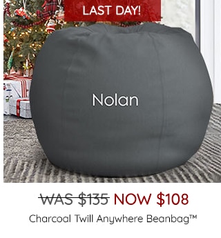 CHARCOAL TWILL ANYWHERE BEANBAG