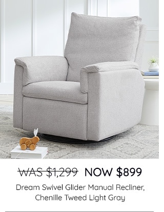 DREAM SWIVEL GLIDER MANUAL RECLINER, CHENILLE TWEED LIGHT GRAY