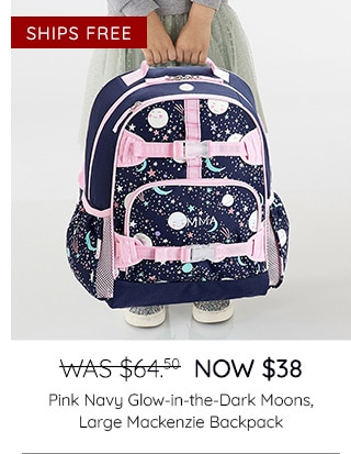 PINK NAVY GLOW-IN-THE-DARK MOONS, LARGE MACKENZIE BACKPACK