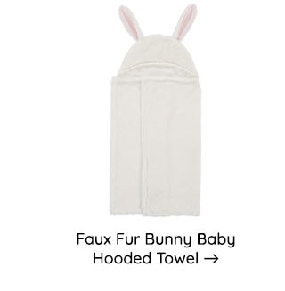 FAUX FUR BUNNY BABY HOODED TOWEL